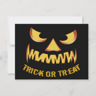 Carte Postale Trick or Treat avec visage de citrouille