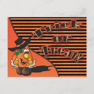Carte Postale Trick or Treat Citrouille de Dessin Animé Mignon