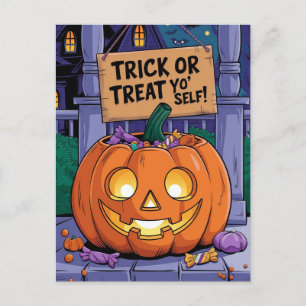 Carte Postale Trick or Treat Yo'Self Drôle Halloween