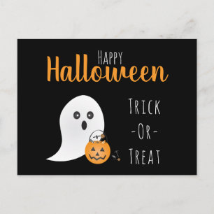 Carte Postale Trick Ou Traiter Happy Halloween Ghost Éffrayant