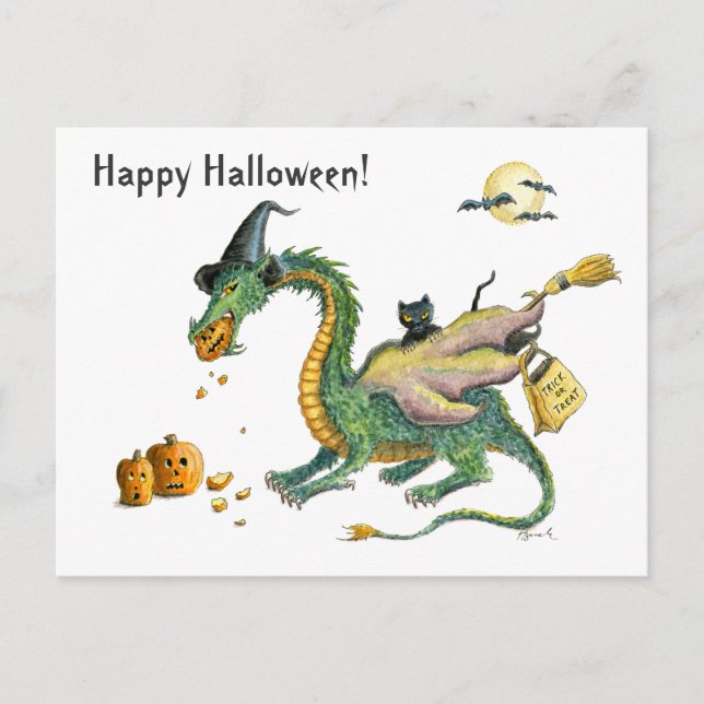 Carte postale Trick ou Treat Dragon (Devant)