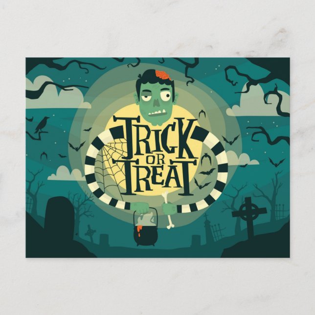 Carte Postale Trick ou Treat Haunted Graveyard (Devant)