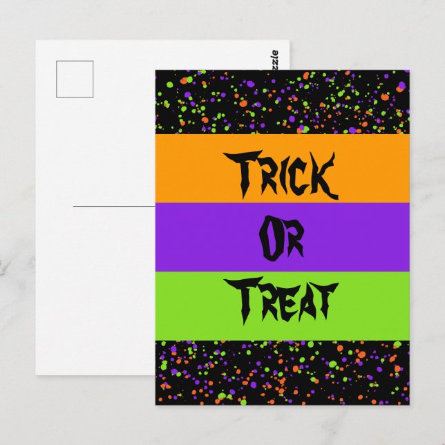 Carte Postale Trick ou Treat / Tier / Dots / (Devant / Derrière)