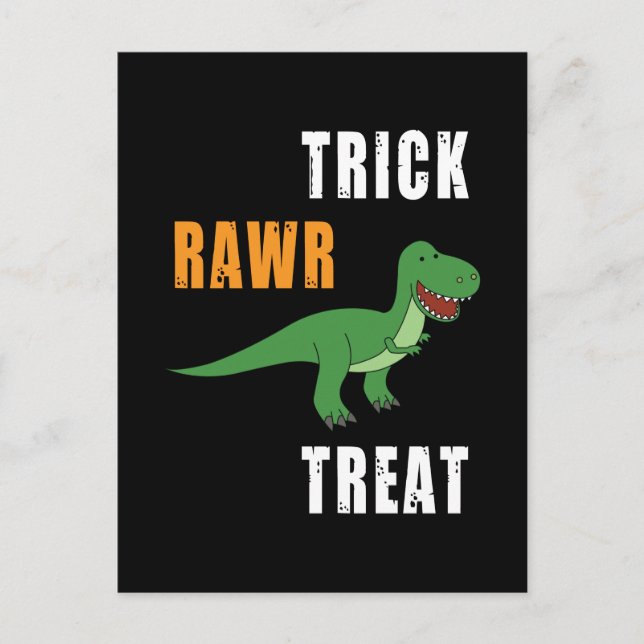 Carte Postale Trick Rawr Treat Cute Halloween Tyrannosaurus Rex (Devant)