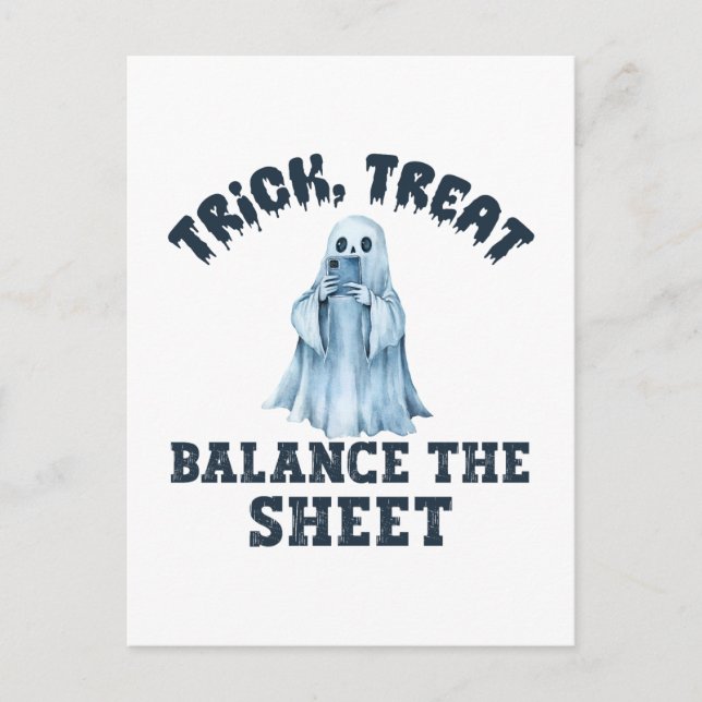 Carte Postale Trick, Treat and Balance Sheets (Devant)