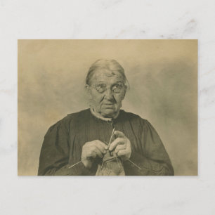 Carte Postale Tricot d'âge Granny 1910 Wrinkled Character Study