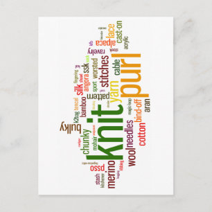 Carte Postale Tricot Lexicon - mots pour tricoter!  Allez !
