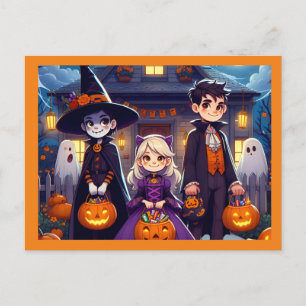 Carte Postale Tricoter ou traiter les enfants d'Halloween