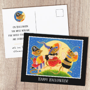 Carte Postale Tricoter ou traiter sur mesure Halloween Cute Mice