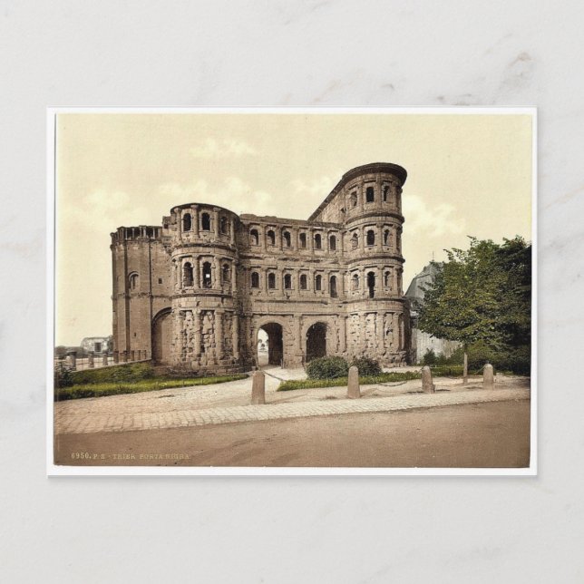 Carte Postale Trier (Arbres), Porta Nigra (Porte Noire), Moselle (Devant)