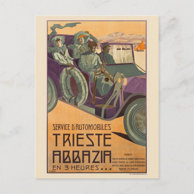 Carte Postale Trieste Abbazia Italie Poster vintage 1911 (Devant)