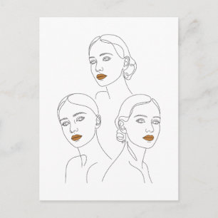 Carte Postale Trio d'art en ligne féminin élégant, féminin minim
