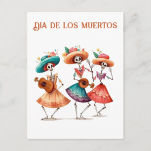 Carte Postale Trio de Calavera Dançant pour le Jour des Morts