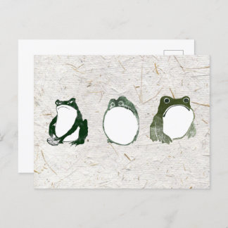 Carte Postale Trio de grenouilles japonaises grumeuses crapauds