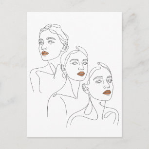Carte Postale Trio Féminin en Ligne Art