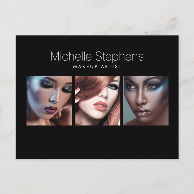 Carte Postale Trio photo moderne pour artistes maquillage Noir (Devant)