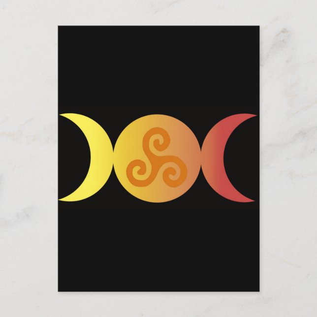 Carte Postale triple lune un triskell noir (Devant)