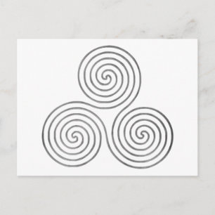 Carte Postale triple spirale celtique - OneLine argent antique