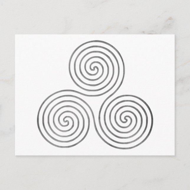 Carte Postale triple spirale celtique - OneLine argent antique (Devant)
