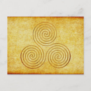 Carte Postale triple spirale celtique - OneLine d'or antique