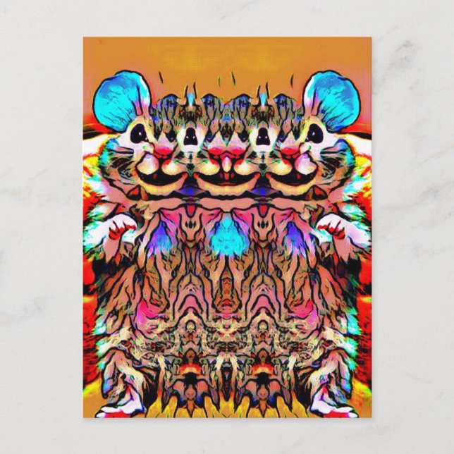 Carte Postale Trippy Rave Rat (Devant)