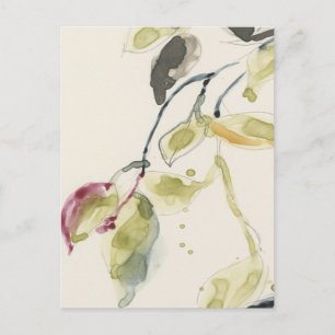 Carte Postale Triptyque de branche feuille aquarelle