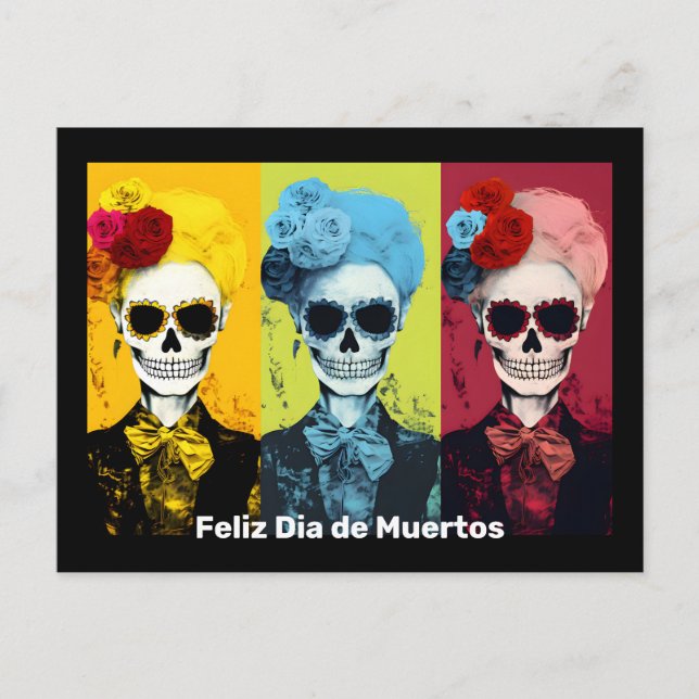 Carte Postale Triptyque de Dia de Muertos Calavera Catrina (Devant)