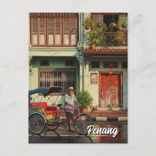 Carte Postale Trishaw Penang Malaysia Heritage Townhouse Travel