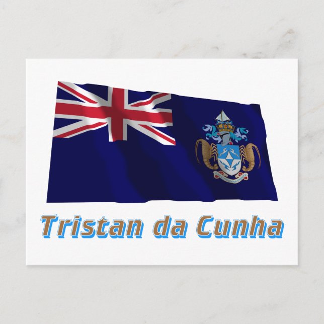 Carte Postale Tristan da Cunha Drapeau avec nom (Devant)