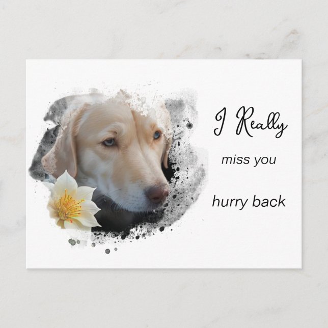 Carte Postale *~ Triste Chien AP61 Fleur T'attend Vite (Devant)