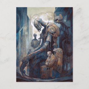Carte Postale Triste Robot Science-Fiction Art