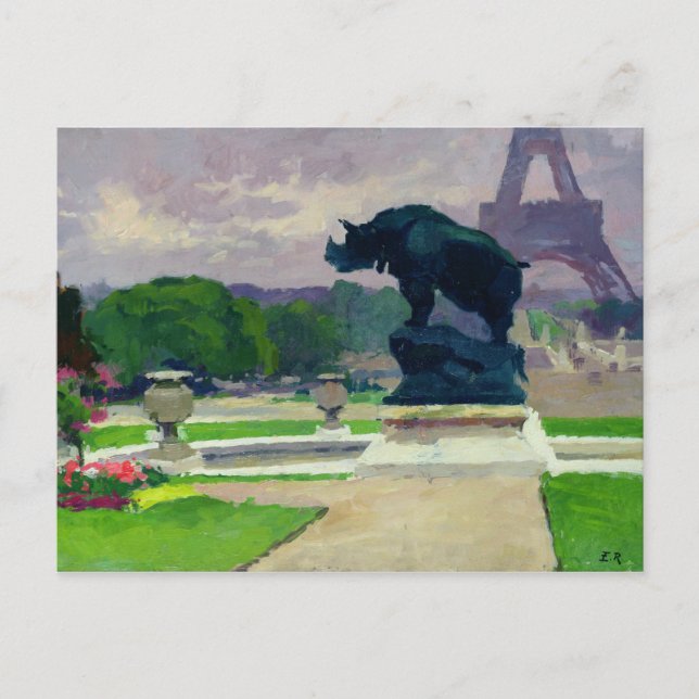 Carte Postale Trocadero Gardens et Rhinoceros par Jacquemart (Devant)