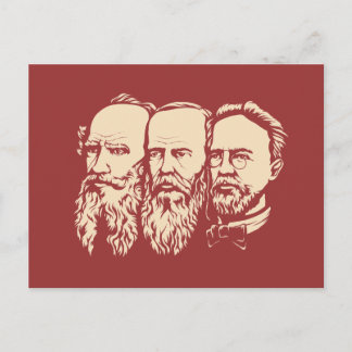Carte Postale Troïka russe : Tolstoy, Dostoevsky, Chekhov