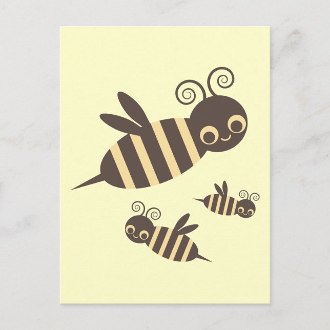 Carte Postale Trois abeilles buzzines (Devant)