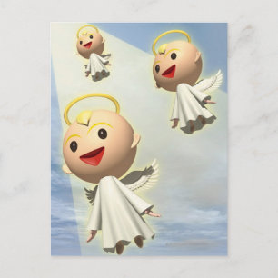 Carte Postale Trois Anges, CG, 3D, Illustration, Basse Angle