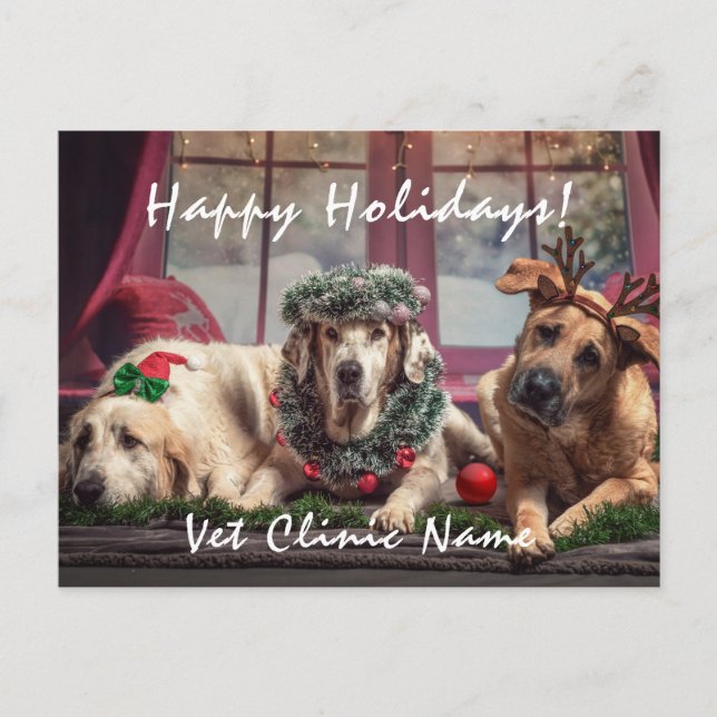 Carte Postale Trois bons chiens Vétérinaire Noël (Devant)