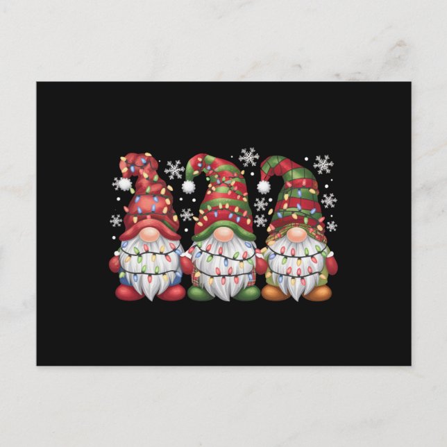 Carte Postale Trois Buffles Gnomes Plaid Red Christmas (Devant)