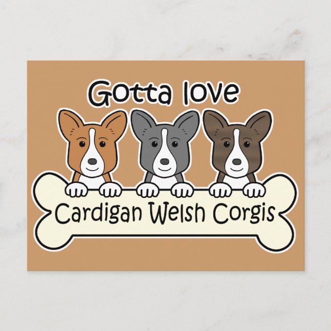 Carte Postale Trois Cardigan Welsh Corgis (Devant)