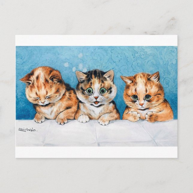 Carte Postale Trois Chatons, Chat, Louis Wain (Devant)