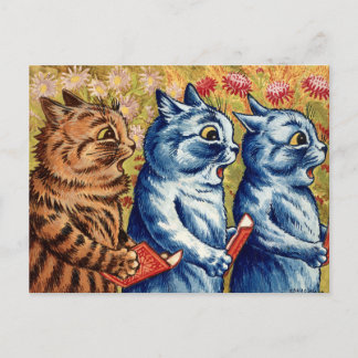 Carte Postale Trois chats chantent. Gouache par Louis Wain, 1925