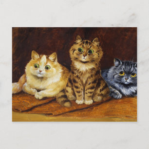 Carte Postale Trois chats sur un tapis persan par Louis Wain
