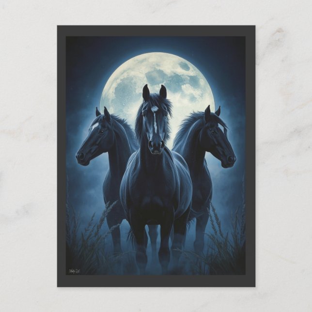 Carte Postale Trois Chevaux Lune (Devant)