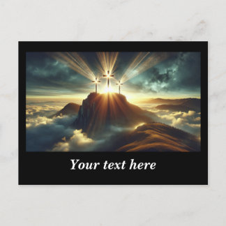 Carte Postale Trois croix dans un paysage céleste