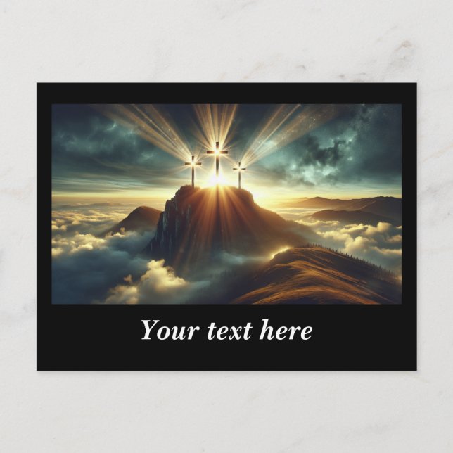 Carte Postale Trois croix dans un paysage céleste  (Devant)