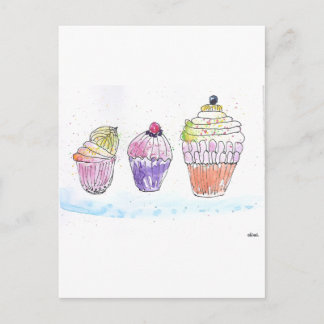 Carte Postale Trois Cupcakes