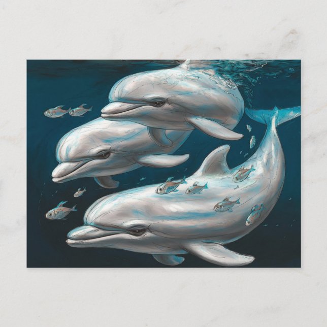 Carte Postale Trois dauphins (Devant)