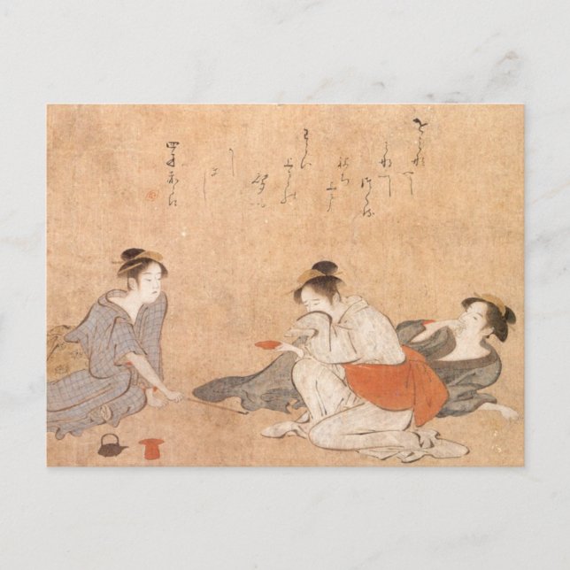 Carte postale Trois femmes ivre Torii Kiyonaga (Devant)