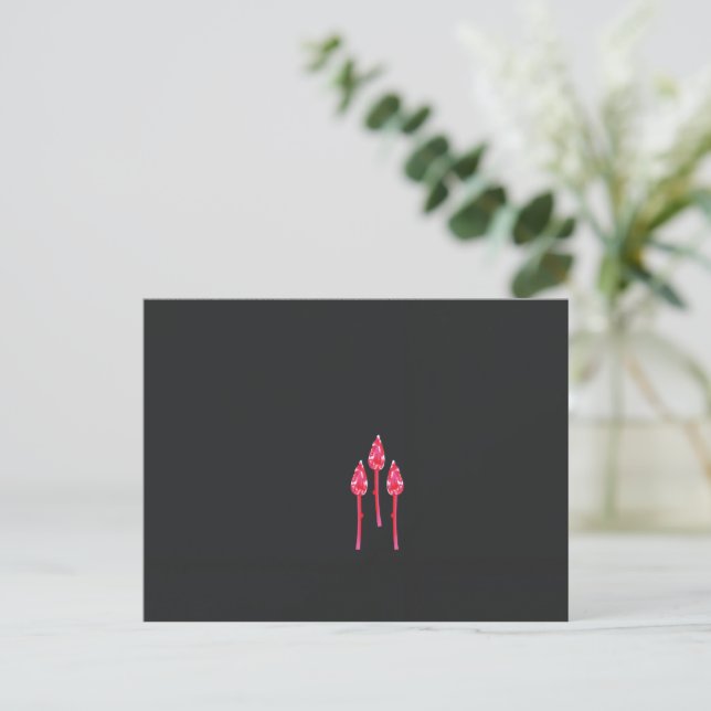 Carte Postale Trois fleurs roses avec un arrière - plan noir (Debout devant)