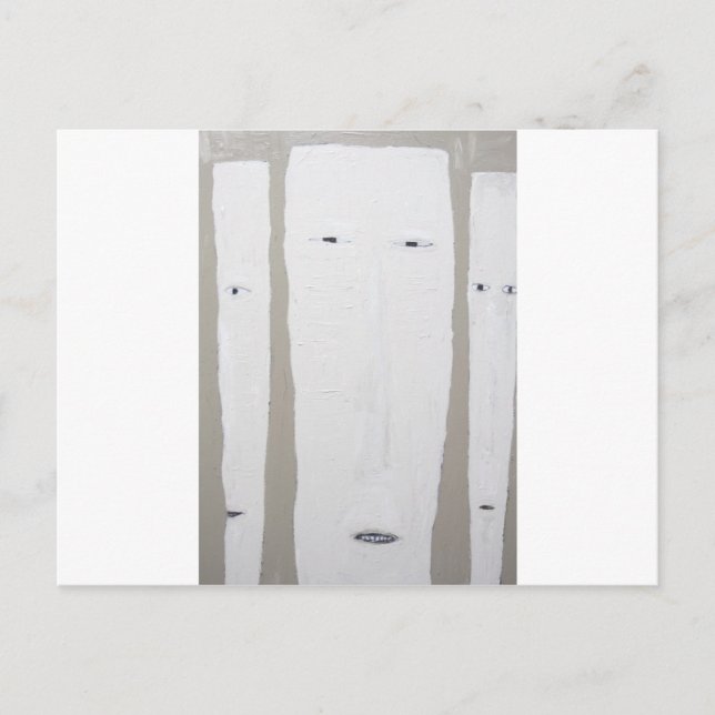 Carte Postale Trois longs visages (expressionnisme naïf) (Devant)
