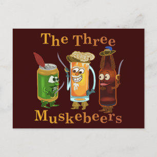Carte Postale Trois Muskebeers Funny Beer Pun